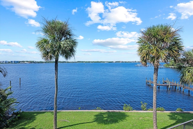 view of water feature featuring a boat dock