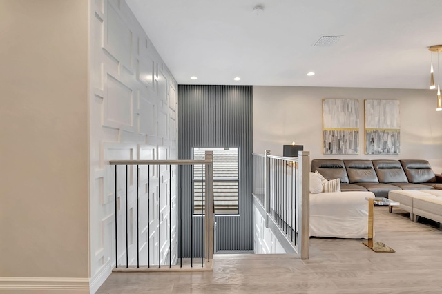 living room with hardwood / wood-style flooring