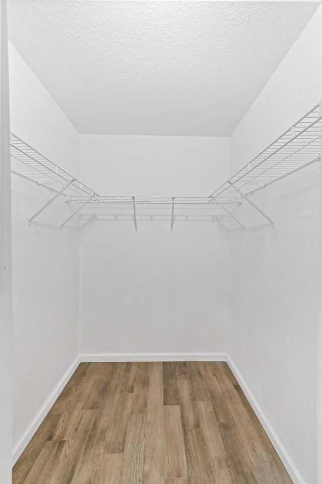 walk in closet with hardwood / wood-style floors