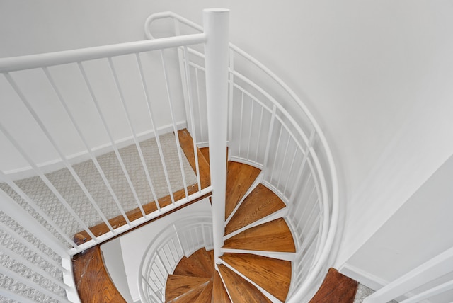 stairs with hardwood / wood-style floors