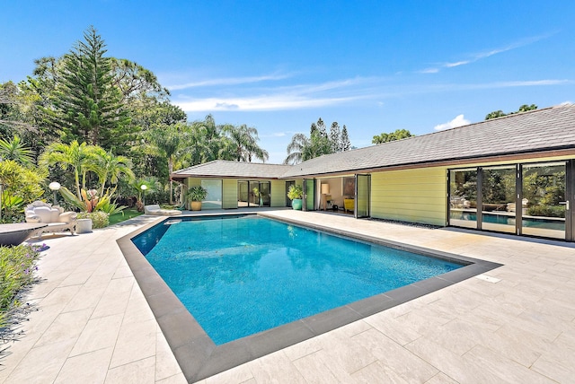 view of swimming pool with a patio area