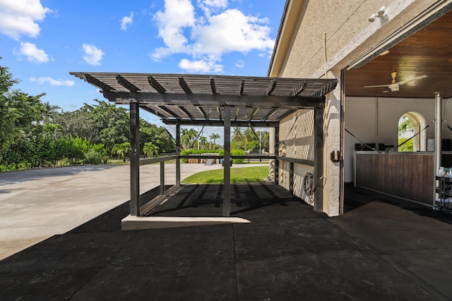 view of parking / parking lot with ceiling fan