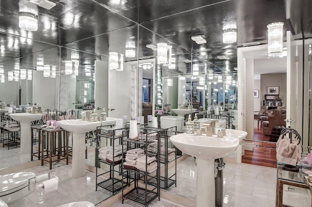 bathroom featuring wood-type flooring