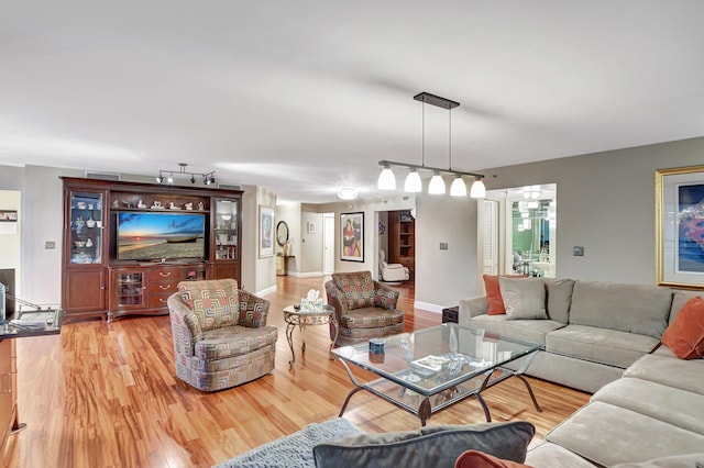 living room with light wood-type flooring