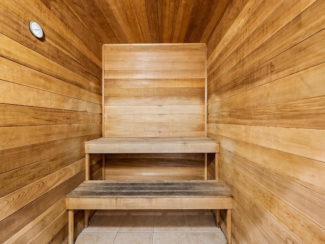 view of sauna / steam room with tile patterned flooring