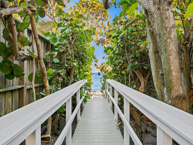 view of home's community with a water view