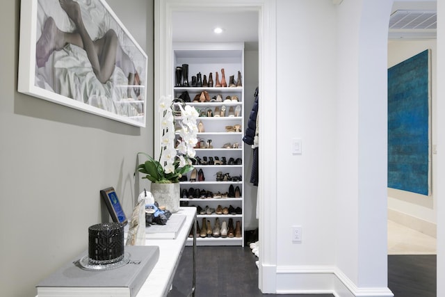 interior space featuring dark hardwood / wood-style floors