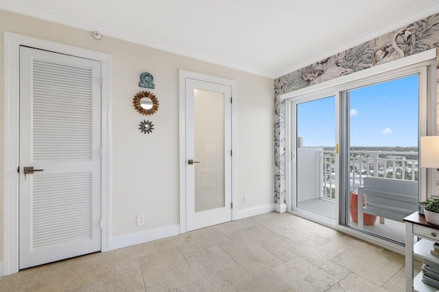 interior space featuring crown molding