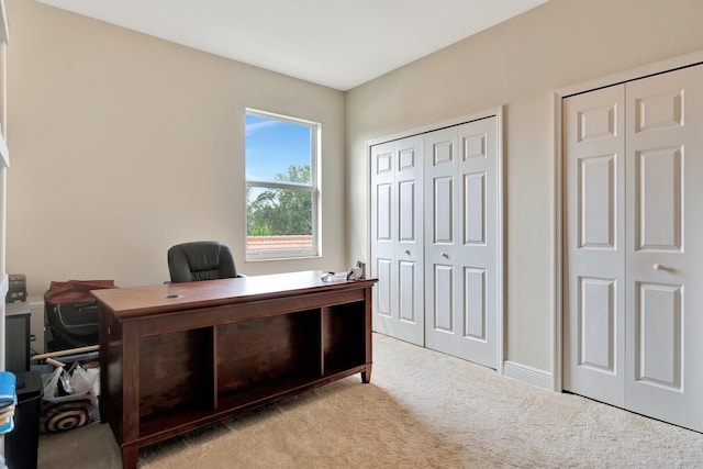 office with light carpet