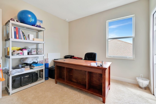 office space with light colored carpet