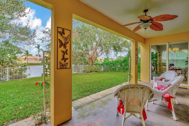 view of patio / terrace with ceiling fan