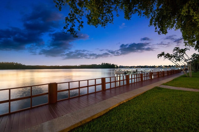 view of dock featuring a water view