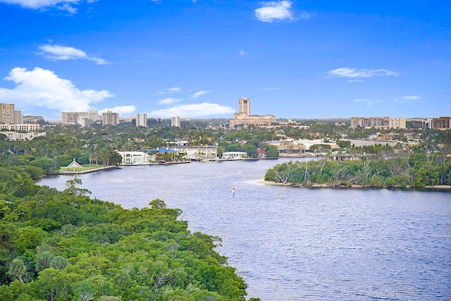 property view of water with a view of city