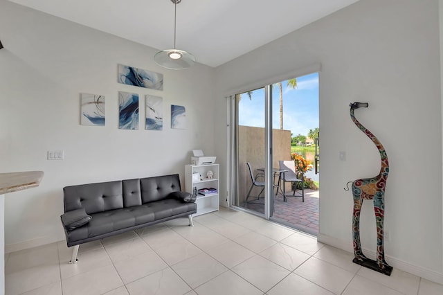 sitting room featuring light tile patterned floors