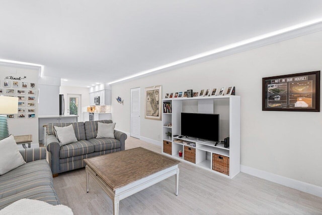 living room featuring light hardwood / wood-style floors