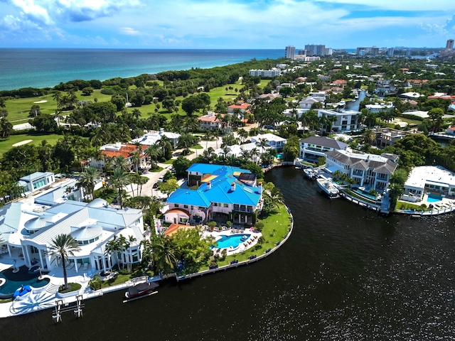 bird's eye view featuring a water view