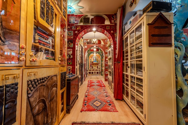 wine area featuring light hardwood / wood-style floors