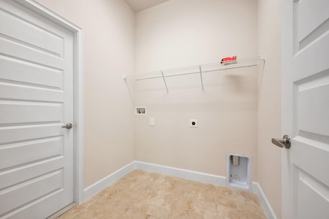 washroom with washer hookup and hookup for an electric dryer