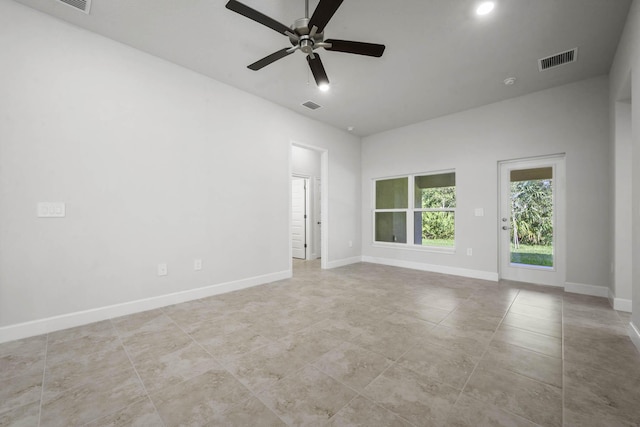 spare room featuring ceiling fan