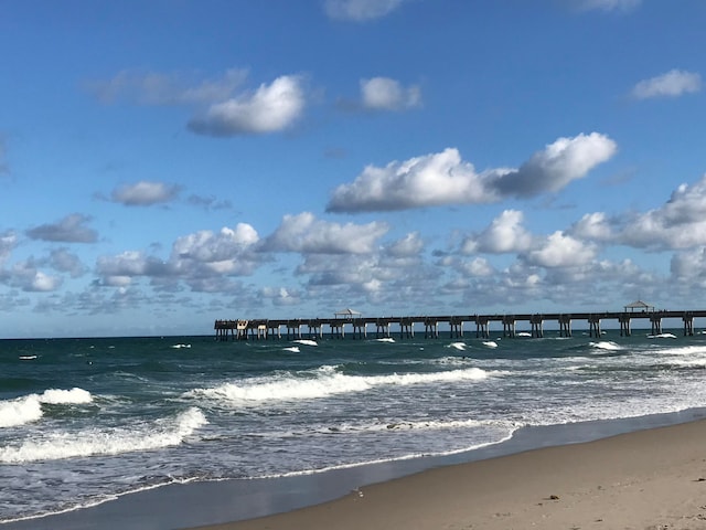 property view of water featuring a view of the beach