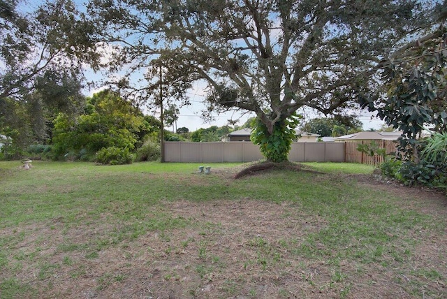 view of yard featuring a fenced backyard