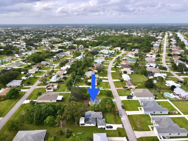 bird's eye view with a residential view