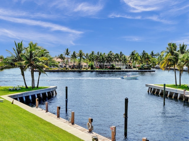 dock area featuring a water view