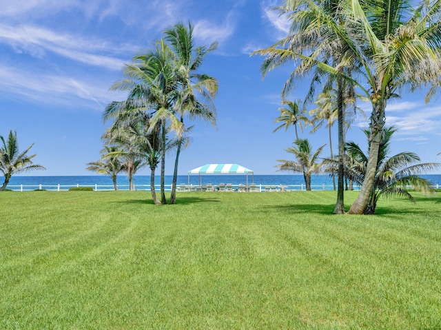 view of yard featuring a water view