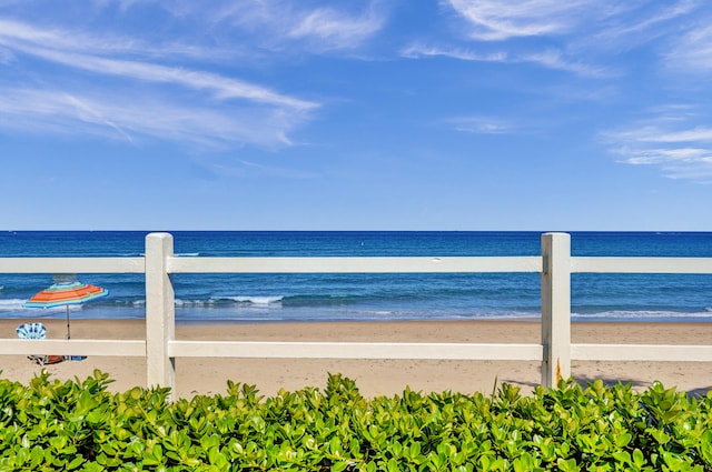 view of water feature with a view of the beach