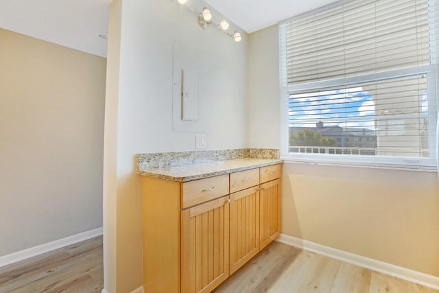 bathroom featuring vanity and wood-type flooring