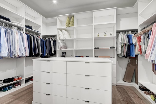 spacious closet featuring light hardwood / wood-style flooring