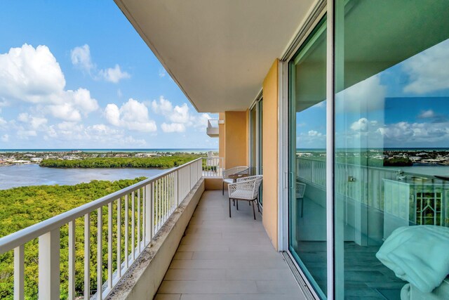 balcony with a water view