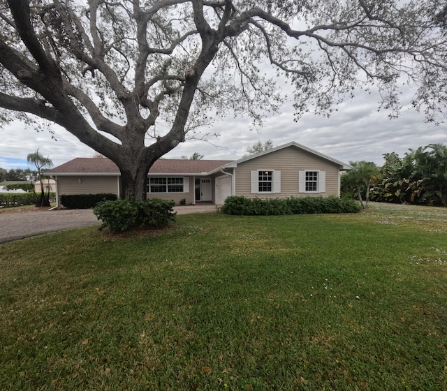 ranch-style house featuring a front lawn