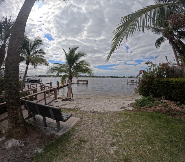 dock area featuring a water view