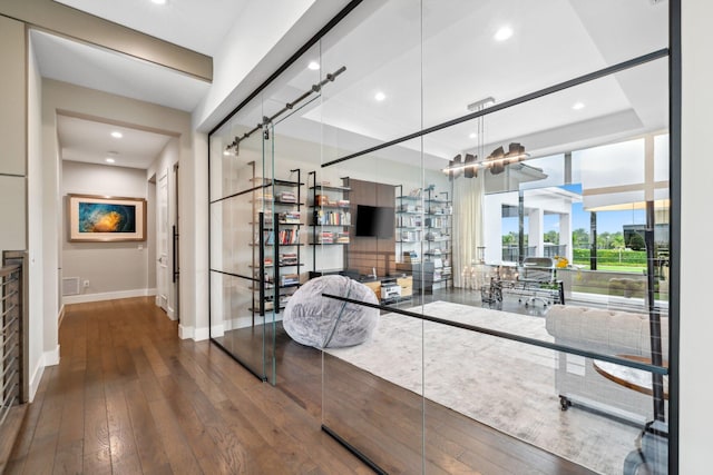 dining room with dark wood-type flooring