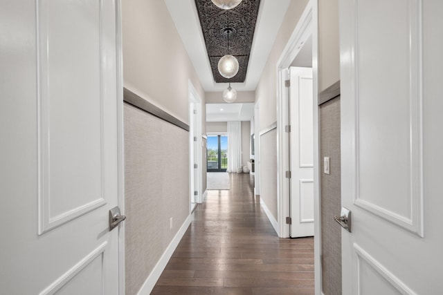 hall featuring dark hardwood / wood-style flooring