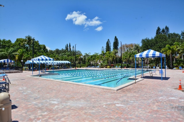 view of swimming pool with a gazebo