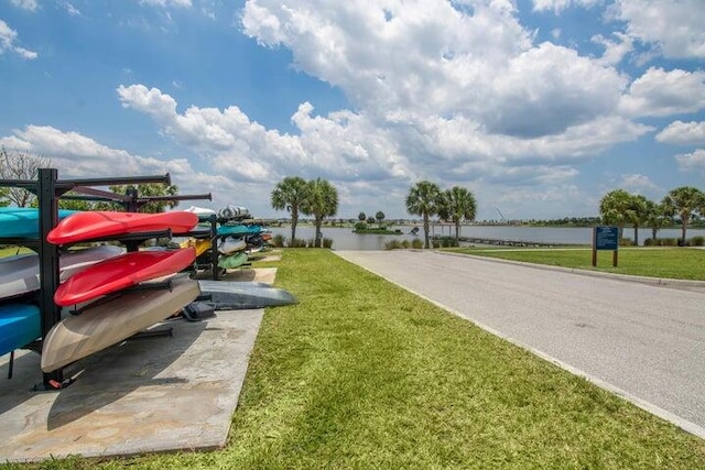 view of road featuring a water view