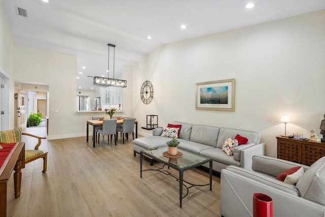 living room featuring light hardwood / wood-style floors