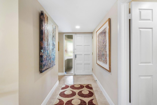 interior space featuring light tile patterned flooring