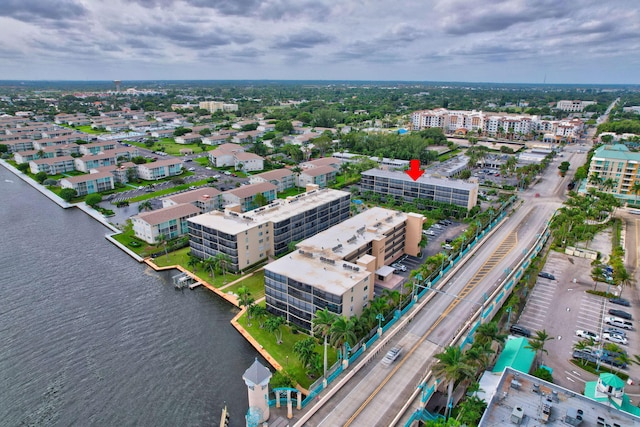 bird's eye view featuring a water view