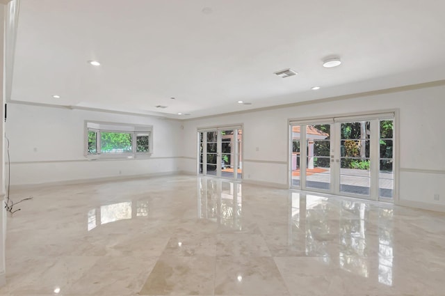930 N Parkside Cir N, Boca Raton, FL 33486 - spare room featuring visible vents, marble finish floor, french doors, and baseboards