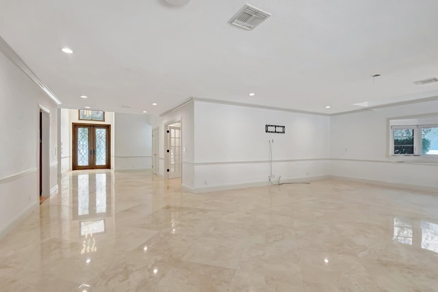930 N Parkside Cir N, Boca Raton, FL 33486 - unfurnished room with visible vents, marble finish floor, and a healthy amount of sunlight