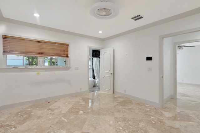 930 N Parkside Cir N, Boca Raton, FL 33486 - unfurnished room with recessed lighting, marble finish floor, visible vents, and baseboards