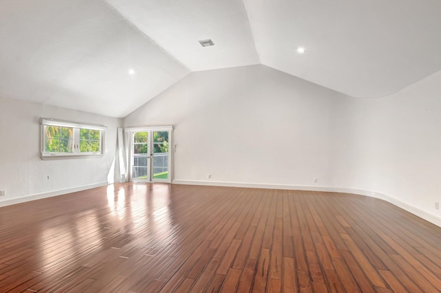 930 N Parkside Cir N, Boca Raton, FL 33486 - spare room with lofted ceiling, wood finished floors, visible vents, and baseboards