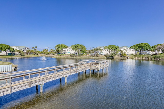 dock area featuring a water view