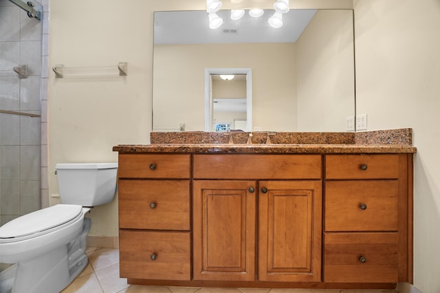 100 SW 15th Ct, Boca Raton, FL 33486 - full bath with tile patterned flooring, vanity, toilet, visible vents, and tiled shower