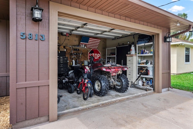 view of garage