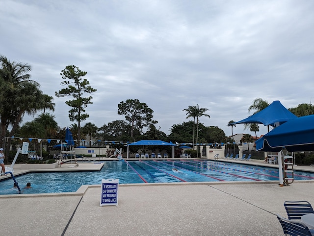 view of swimming pool featuring a patio