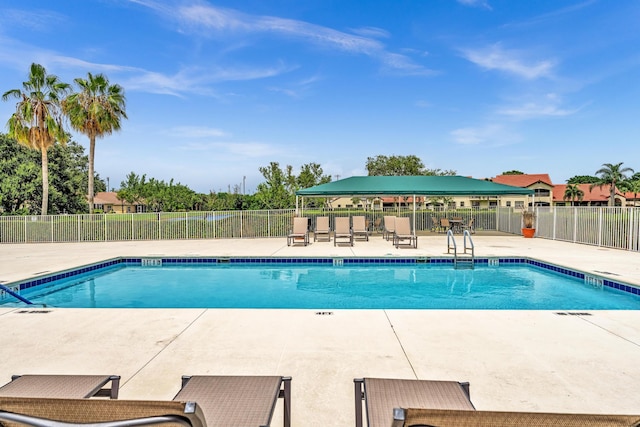 view of pool featuring a patio